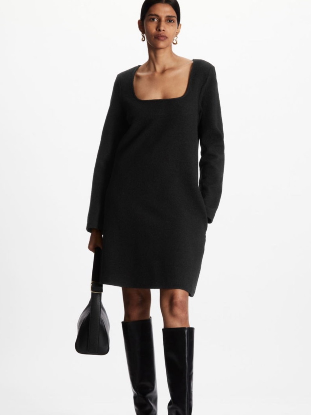 Cos Wool Blend Square Neckline Dress